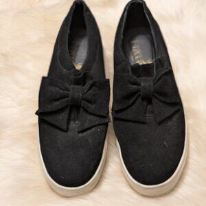 Troupe Black Suede Bow Sneakers
